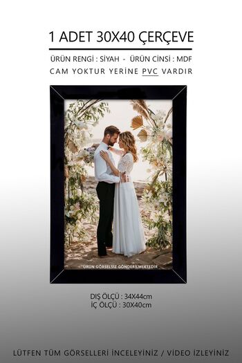 Bytwo 1 Piece 30x40 Frame - A3 Black Frame - MDF Frame