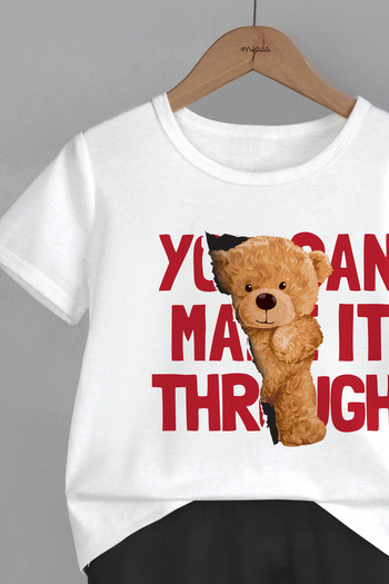 MYADA Crew Neck Kids Set - Lettered Bear Printed, Set of 2 12739