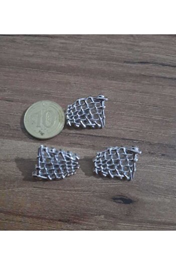 Beyna Silver Coated Wicker Knitting Model Metal Button - 2 Cm, 1 Pack 6 Pieces