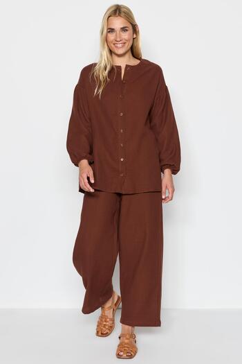 C&City Organic Cotton Muslin Shirt Trousers Set 9123 Brown