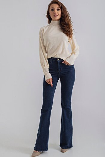 geenz manifacture Yakamoz  Ispanyol Paça Likralı Kot Pantolon Yüksek Bel Flare Jeans Toparlayıcı  Extra Rahat