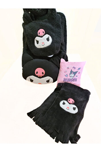 Kollektif 4 lü Kuromi Kawaii ÇANTA YASTIK MİNDER ATKI PELUŞ  Cinnamoroll My Melody Kitty Pelus SANRİO bts bt21