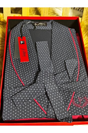 JESTİNA Men's 5-Piece Groom Dress Combed Cotton Pajamas Set - Dowry Box