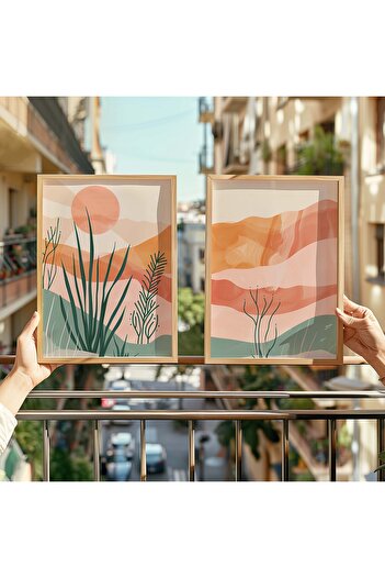STARYUNA Wooden Framed 2-Piece Boho Painting Yuna3