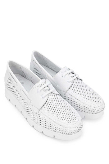 Tamer Tanca White Casual Women's Leather Straw Shoes