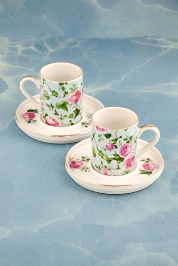 Bursa Porselen Dekor Blue Ivy Gold - Coffee Cup Set for 2 People