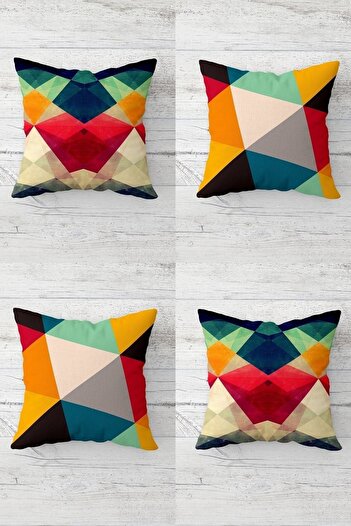on the clouds Geometric Lines and Color Blocked Hidden Zippered Throw Pillow Cover Sofa Pillow Cover Set (4pcs)