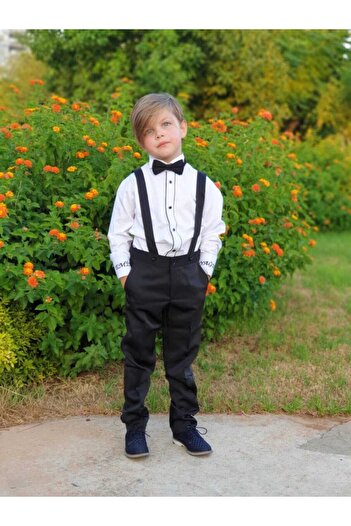 Aslı Türkoğlu Boy's Black Children's Salopet Set