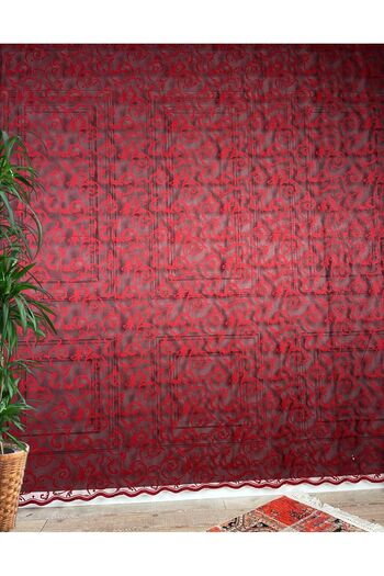 Evdepo Home Taç Pilesiz Düz Dikim, Ekstrafor Büzgü, Tül Perde Tek Kanat - Kırmızı
