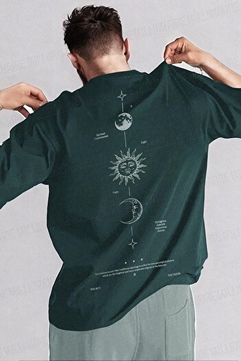 Teenage Millionaire Ανδρικό T-Shirt The Moon Petrol Green Crew με λαιμόκοψη Oversize Salas