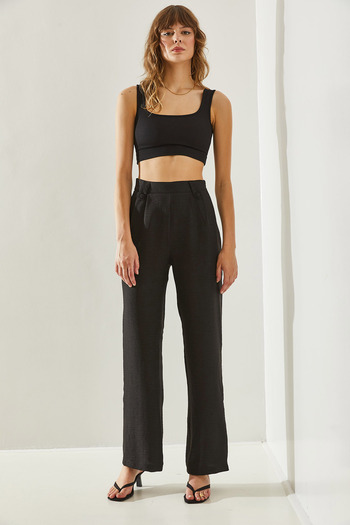 Bianco Lucci Coated Buttoned Women's Trousers -60251181