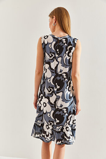 Bianco Lucci Women's Viscose Dress with Ruffled Skirt and Floral Pattern -60211018