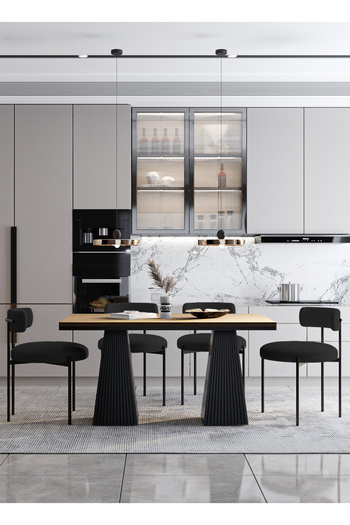 AVVİO Venera Lake MDF  Ayak Teddy Sandalye 80x120 Yemek Masası Mutfak Masası 4 Kişilik Masa Sandalye Takım