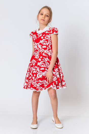 incity Girl's Degaje Collar Floral Flounce Dress