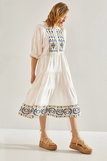Bianco Lucci Rochie de dama din in - Brodata, Model60221018