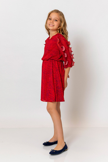 incity Girl's Printed Ruffle Sleeve Dress
