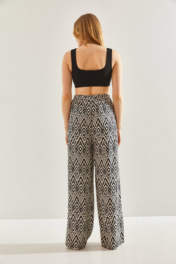 Bianco Lucci Multi Patterned Women's Trousers - Elastic Waist60241009