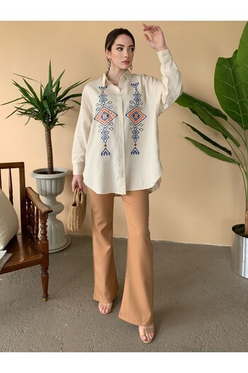 BAJAR Oversize Embroidered Linen Shirt