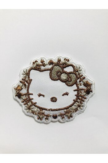 Hello Kitty Κεντητό υφαντό κέντημα που συγκολλείται με σίδερο - Επένδυση - Επικάλυψη - Χρυσοκίτρινο (ΠΡΩΤΟΤΥΠΟ ΕΓΧΕΙΡΙΔΙΟ ΕΓΧΕΙΡΙΔΙΟ)