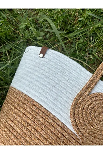 MaVaux Mini Vanilla Handmade Straw-Looking Jute Beach Bag