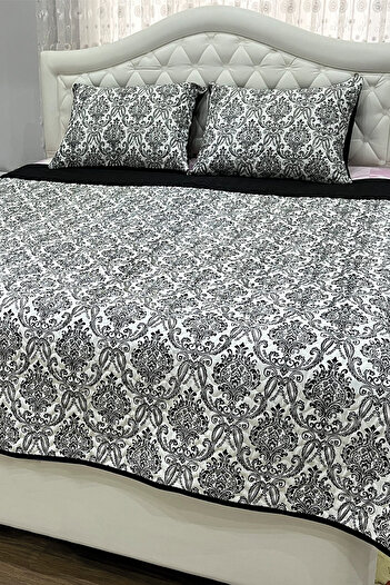 NANOSOFT Tek Kişilik Çift Taraflı Kapitone Yatak Örtüsü Seti 160x230 Cm – Crown Model Yastık Kılıfı