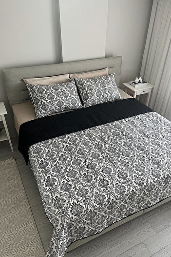NANOSOFT Tek Kişilik Çift Taraflı Kapitone Yatak Örtüsü Seti 160x230 Cm – Crown Model Yastık Kılıfı