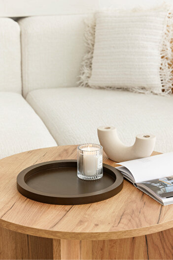 Maison Avf Brown Round Wooden Tray - Decoration Organizer