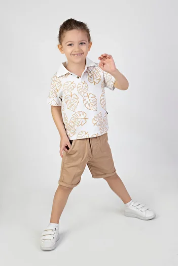 Harika KIDS Boy's Gabardine Shorts-short Sleeve Polo Neck T-Shirt Basic Top and Bottom Set with Shorts