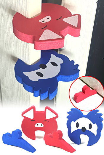 Binbirreyon Σετ ασφαλείας 2 τεμαχίων Red Door - Door Stopper and Door Wedge Pd028