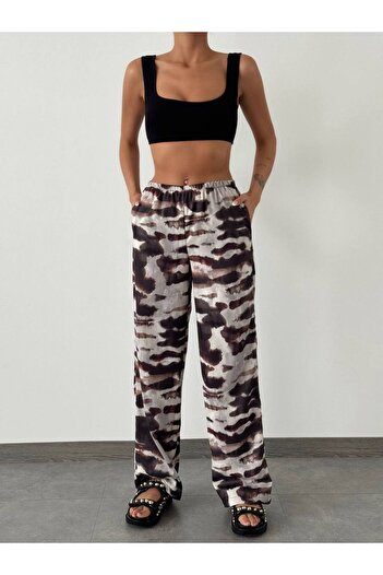 İLKCET MODA Satin Patterned Women's Trousers
