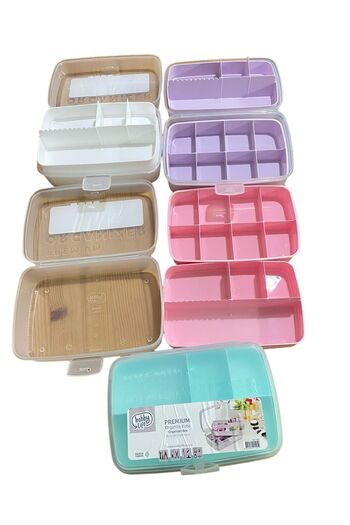 HOLLYHOME 2l Premium Organized Box - Jewelry and Household Tools Storage Box with Sewing and Bead Detail