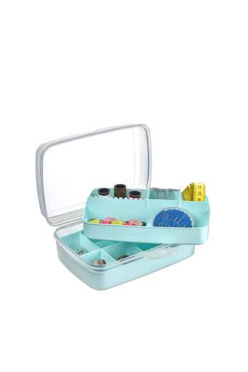HOLLYHOME 2l Premium Organized Box - Jewelry and Household Tools Storage Box with Sewing and Bead Detail