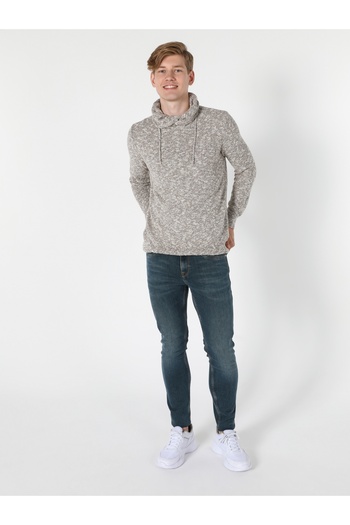 Colin's Pulover gri pentru bărbați, cu croiala normală, cu guler plută - CL 1054819