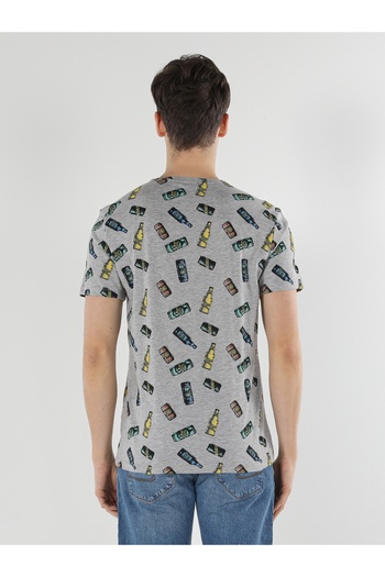 Colin's Regular Fit Crew Neck Printed Gray Men's Short Sleeve T-Shirt Cl 1057533