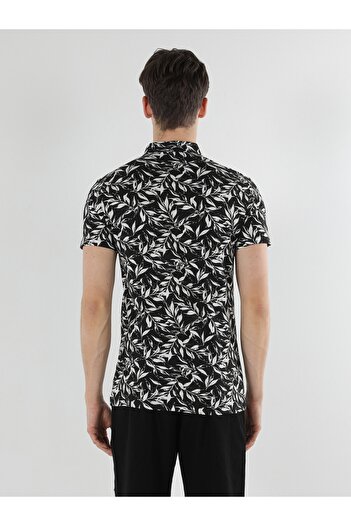 Colin's Ανδρικό T-Shirt Polo Neck με σχέδιο Slim Fit Μαύρο - Cl 1057038