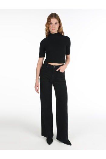 Colin's High Waist Wide Leg Black Jeans - 970 Berry Cl 1060554