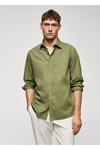 MANGO Man Regular Cut Cotton Voile Shirt