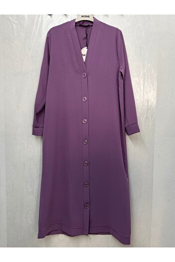 NOSHE Cardigan lung LILA cu model confortabil - cu nasturi, față, 96489