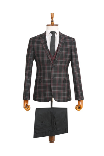 ACTUAL Claret Red Men's Suit with Vest - 5003-01