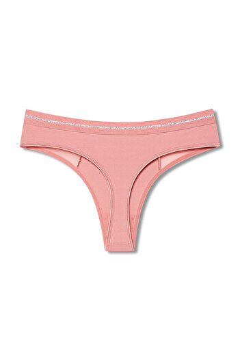 HNX Interlock Fabric Lace and Tulle Detailed Women's Thong