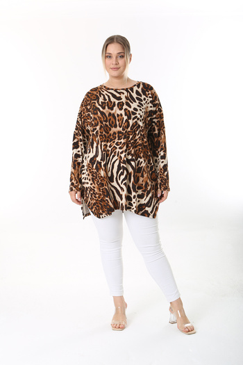 XL Modam Long Sleeve Patterned Lycra Women's Tunik