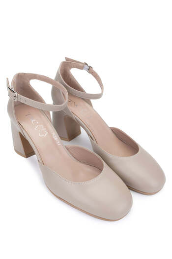 Tamer Tanca Genuine Leather Women's Mink Heeled Sandals