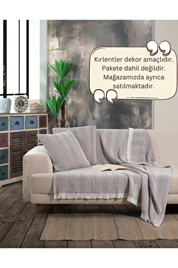 Lux Touch Лілія Антрацит 150 x 200 см Бавовняний плед з бахромою - Диван-ліжко
