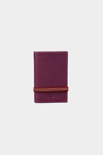 Grande G827-L ACCordion Card HoLder - Genuine Leather, VertiCaL ELastiC WaLLet PurpLe