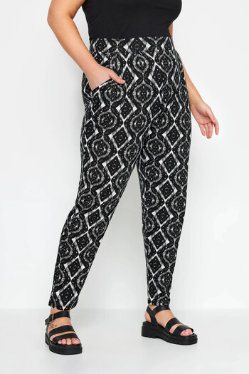 Stil Diva Large Size Skinny Leg Patterned Pocket Carrot Cut Lycra Trousers143732