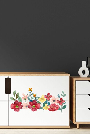 212shop Watercolor Flower Patterns Decorative Mirror Glass Wall Adornment Decor Sticker