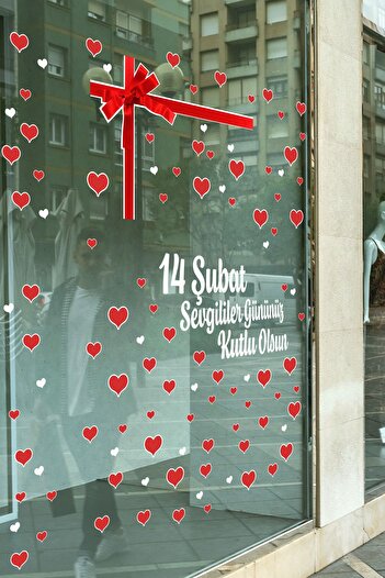 212shop 14 February Happy Valentine's Day Written Glass Showcase Decoration Sticker Set