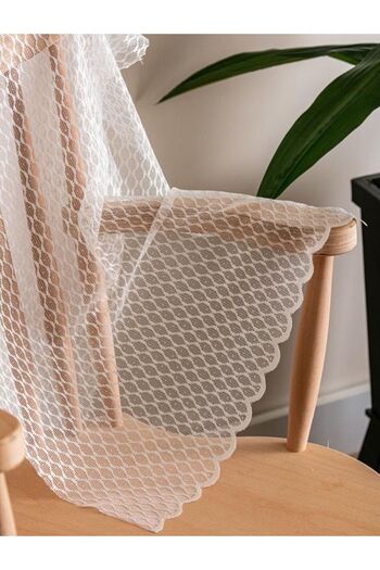 Evdepo Home Crown Honeycomb Pattern 1/3 Thin Pleat, Tulle Curtain Single Wing - Ecru