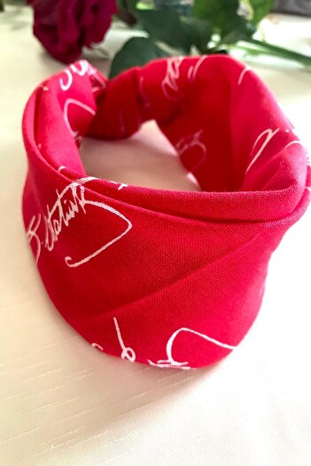 alsaccessories Atatürk Kırmızı Renk Imzalı %100 Cotton Bandana Fular