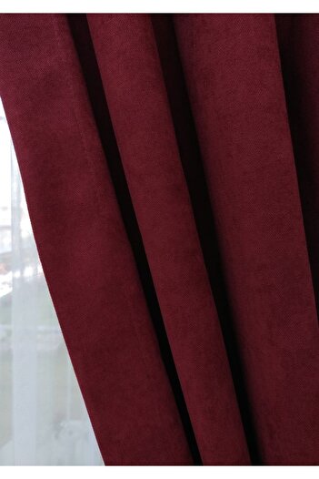 Evdepo Home Claret Red Solid Color Pleated Background Curtain, 1/2 Sparse Pleat, Single Wing